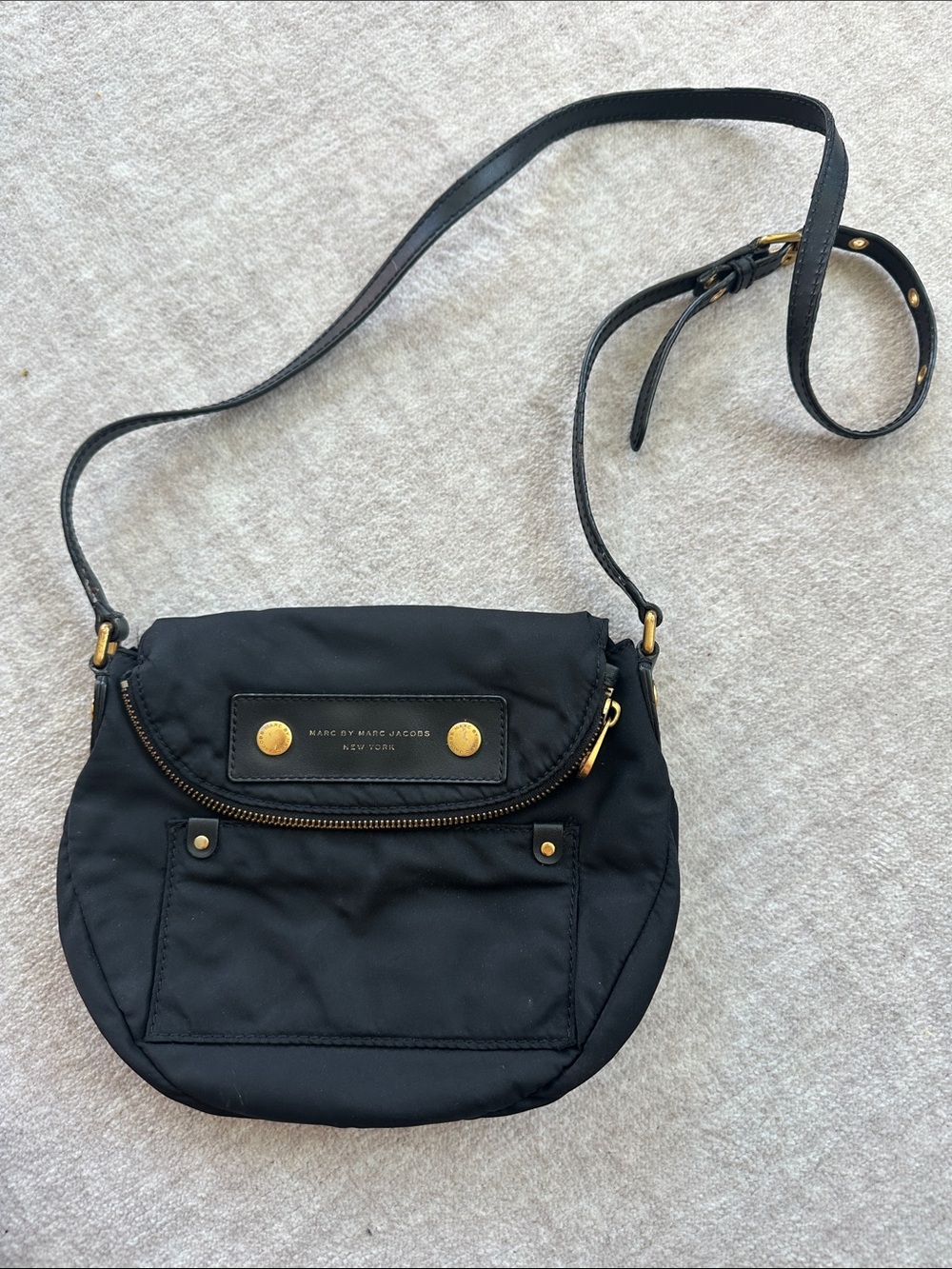 Marc by Marc Jacobs Black Nylon Crossbody with Gold Hardware